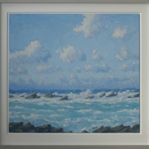 Clouds Sea and Rocks painting 24x26